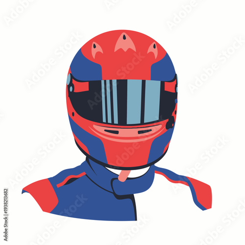 Racer portrait with red and blue aerodynamic helmet