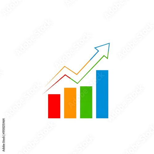 Colorful upward trending arrow with house and bars isolated on transparent background Free Download Colorful upward trending arrow with house and bars isolated on transparent background - GFXLoad