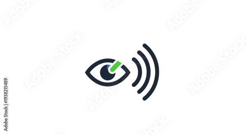 Eye with signal or vision icon.