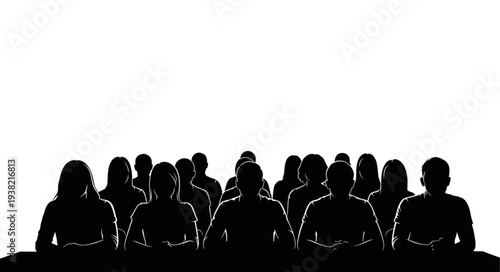 Silhouetted People Standing Together.