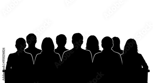 Silhouetted People Standing Together.