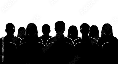 Silhouetted People Standing Together.