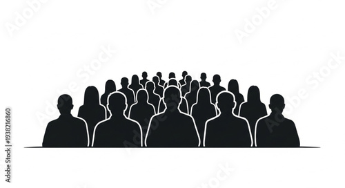 Silhouetted People Standing Together.