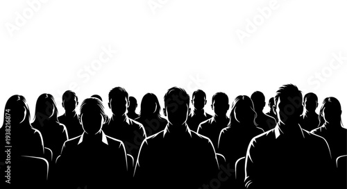 Silhouetted People Standing Together.