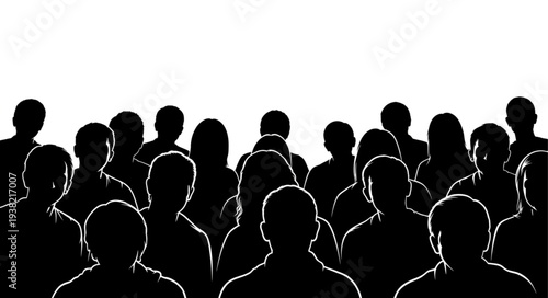 Silhouetted People Standing Together.