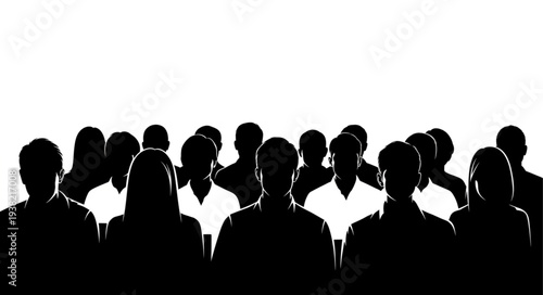 Silhouetted People Standing Together.