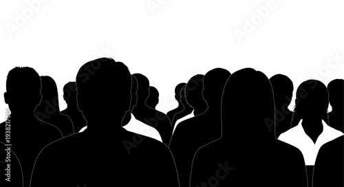 Silhouetted People Standing Together.