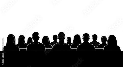 Silhouetted People Standing Together.