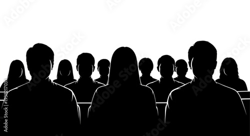 Silhouetted People Standing Together.