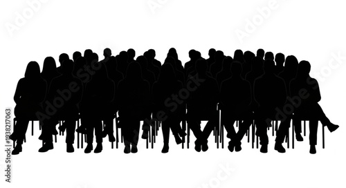 Silhouetted People Standing Together.