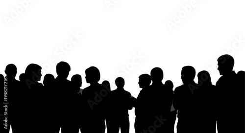 Silhouetted People Standing Together.