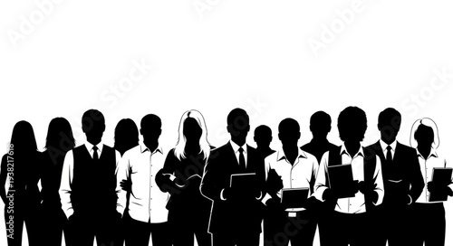 Silhouettes of Business Professionals Standing Together.