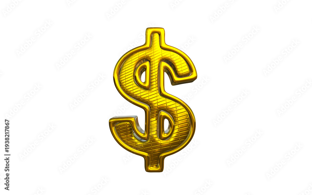 Obraz premium 3D Luxury Gold Dollar Sign on png transparent background.