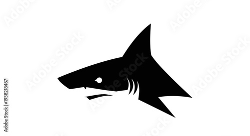Black Silhouette of Shark Head Profile.