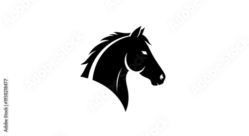 Black Silhouette of Horse Head Profile.