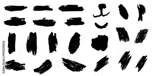 Collection of black brush strokes on white background