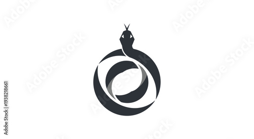 Black snake logo illustration design element.