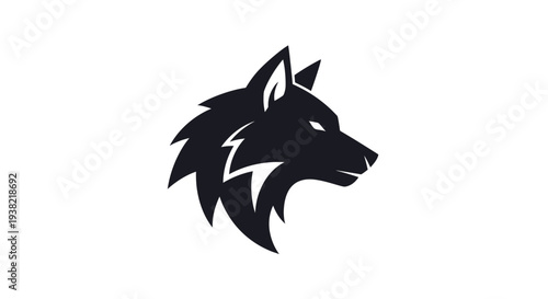 Black Wolf Head Logo Design Silhouette.