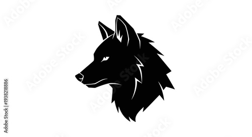 Black Wolf Head Side Profile Illustration.