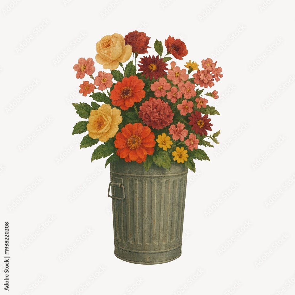 Fototapeta premium Vibrant floral bouquet illustration