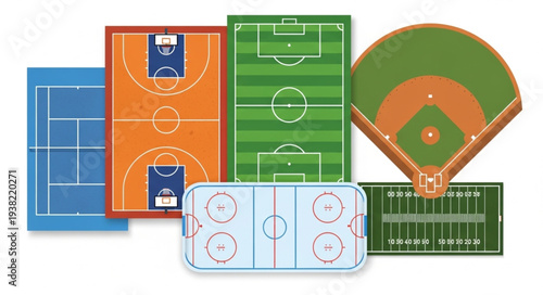 Collection of Various Sports Fields and Courts Illustration.