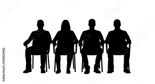 Silhouettes of People Sitting Chairs.