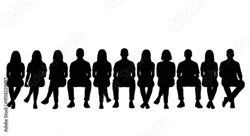 Silhouettes of People Sitting in a Row.