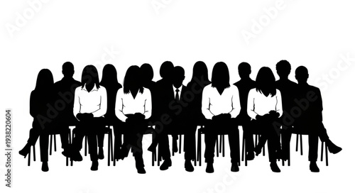 Silhouettes of People Sitting Together.