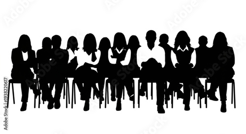 Silhouettes of People Sitting in Meeting.
