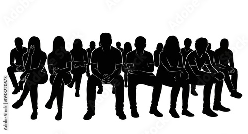 Silhouettes of People Sitting Together.