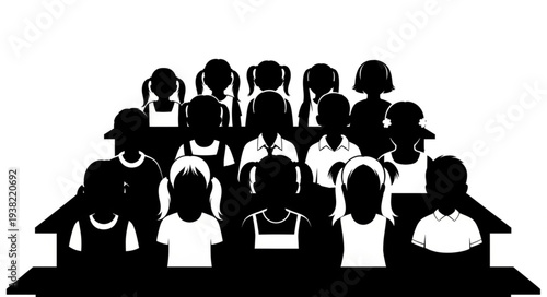 Silhouettes of People Standing Together.