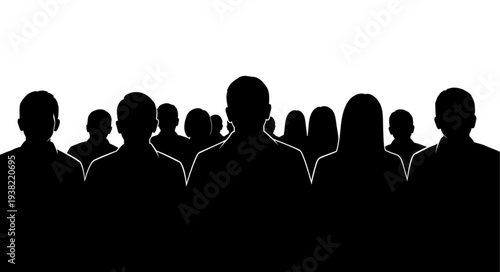 Silhouettes of People Standing Together.
