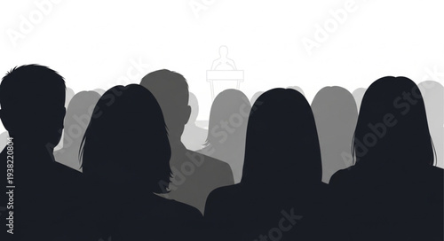 Silhouettes of People Standing Together.