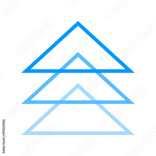 上向き矢印アウトラインアイコン 三段の三角ラインで上昇や成長を表すシンプルベクター素材 / Up arrow outline icon stacked triangle line growth direction vector