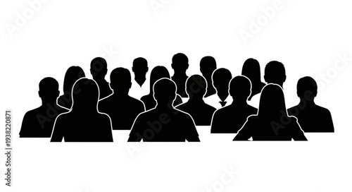 Silhouettes of People Standing Together.