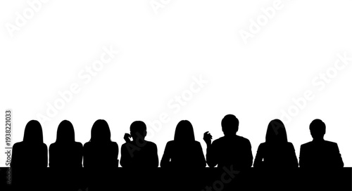 Silhouettes of People Standing Together.