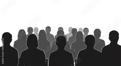 Silhouettes of People Standing Together.