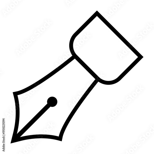 万年筆ペン先アウトラインアイコン シンプルなニブの線画デザイン 文房具や筆記を表すベクター素材 / Fountain pen nib outline icon simple writing stationery vector
