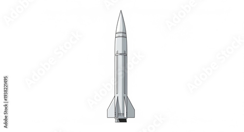 Silver Rocket Ship Isolated White.