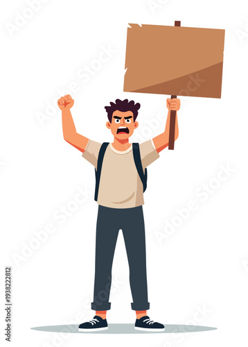 uomo che protesta manifestazione riunione politica azione vettoriale