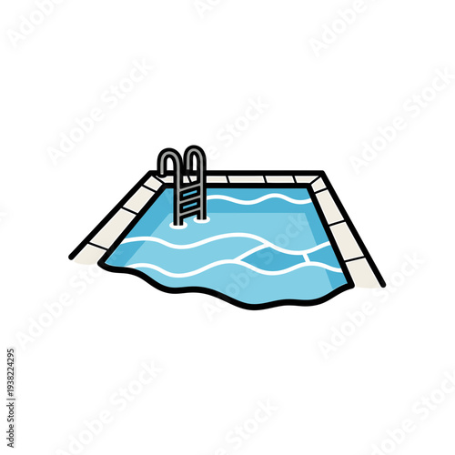 Cartoon Swimming Pool with Ladder vector illustration