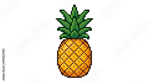 Pixel Art Pineapple Fruit Illustration.