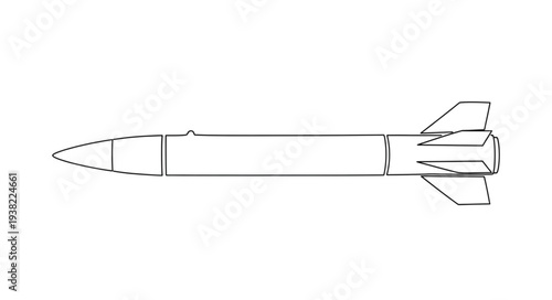 Simple Black and White Missile Illustration.