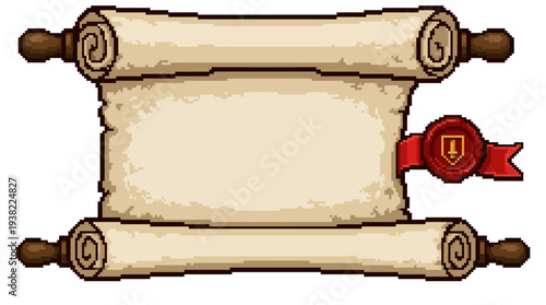 Ancient Scroll with Wax Seal and Ribbon.
