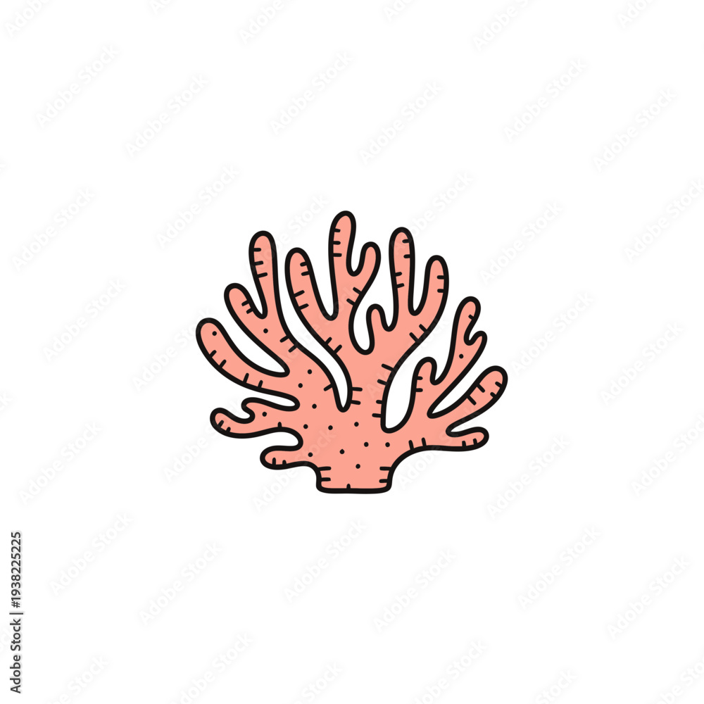 Obraz premium Stylized Coral with Dark Outlines vector illustration