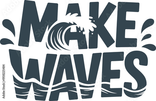 Make waves lettering with crashing water and splashes, creative design