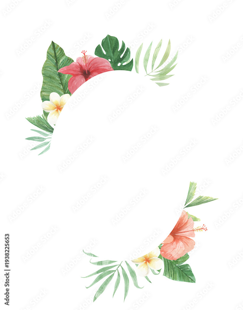Naklejka premium Tropical leaves floral frame