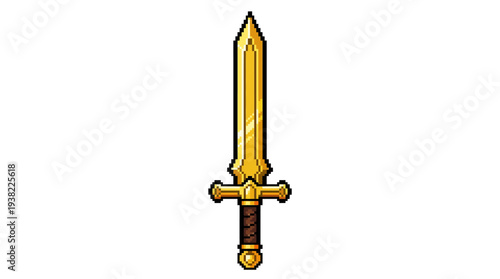 Golden Sword Medieval Weapon Fantasy Illustration.