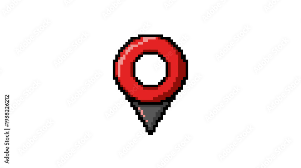 Fototapeta premium Pixel Art Red Location Pin Icon.