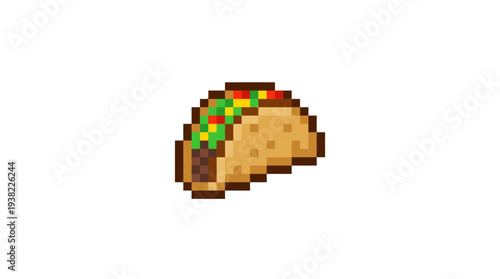 Pixel Art Taco Icon Delicious Food Illustration.